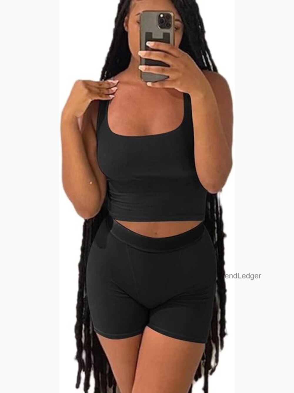 Ribbed Crop Tank Top High Waist Yoga Leggings 2 Piece Workout Set